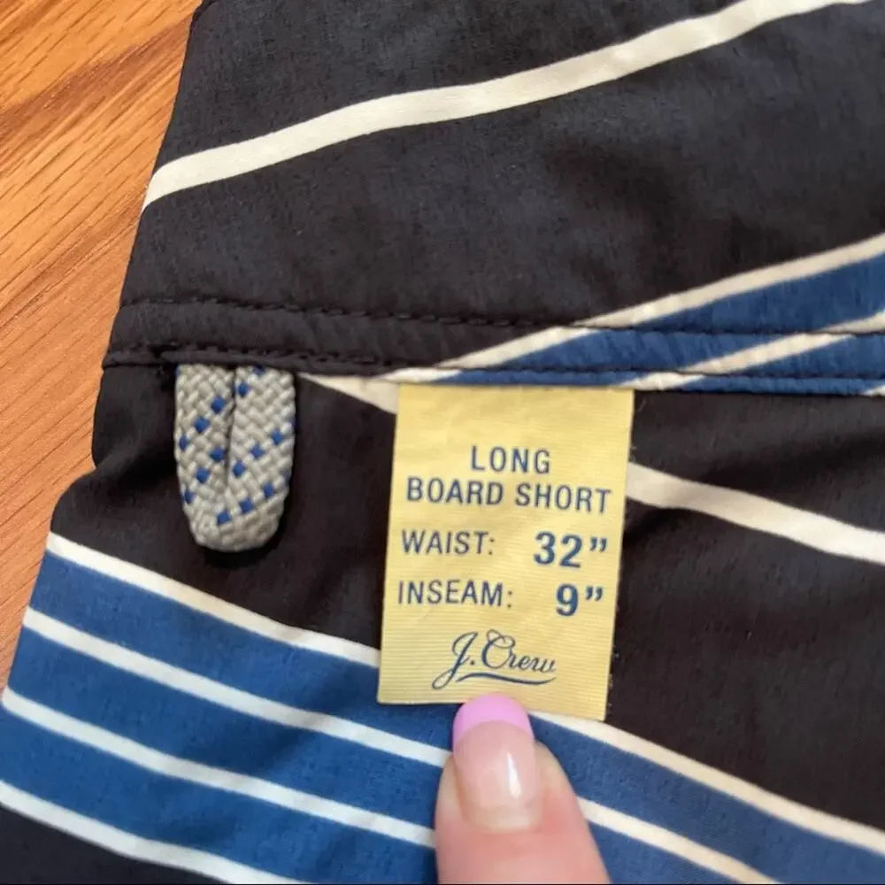 J. Crew Mens Blue Striped Swim Trunks Size 32